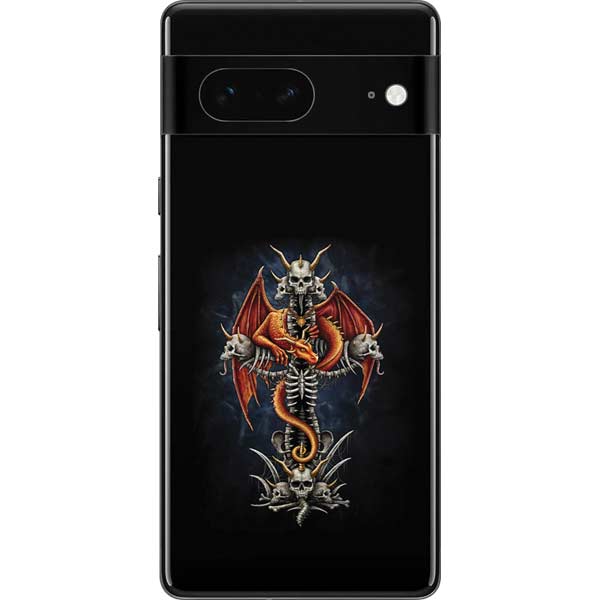 Gothic Dragon & Skull Cross by Sarah Richter Pixel Skins