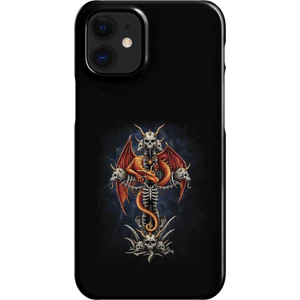 Gothic Dragon & Skull Cross by Sarah Richter iPhone Cases