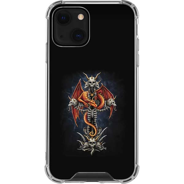 Gothic Dragon & Skull Cross by Sarah Richter iPhone Cases