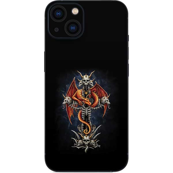 Gothic Dragon & Skull Cross by Sarah Richter iPhone Skins