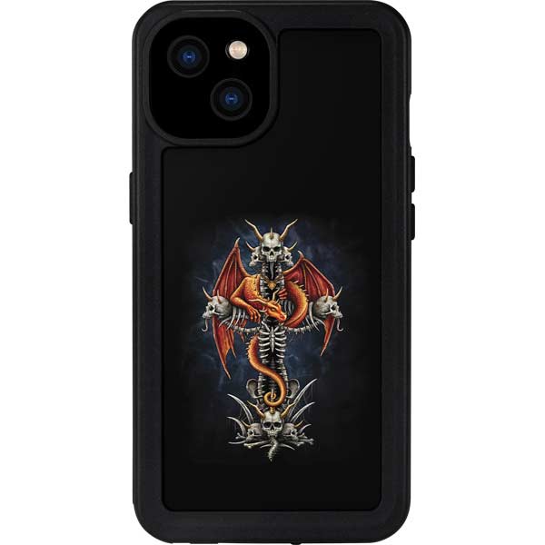 Gothic Dragon & Skull Cross by Sarah Richter iPhone Cases