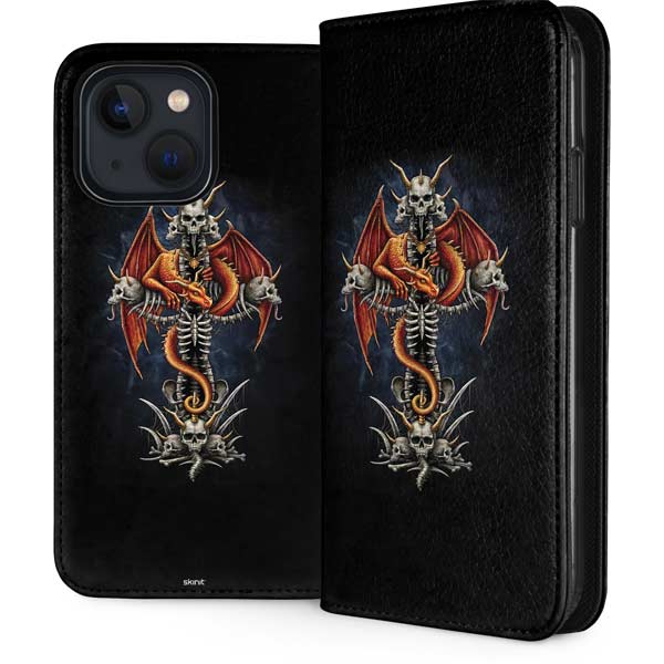 Gothic Dragon & Skull Cross by Sarah Richter iPhone Cases