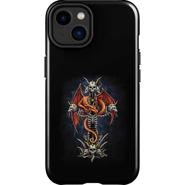 Gothic Dragon & Skull Cross by Sarah Richter iPhone Cases