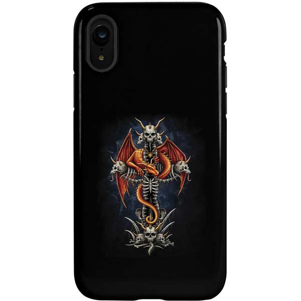 Gothic Dragon & Skull Cross by Sarah Richter iPhone Cases