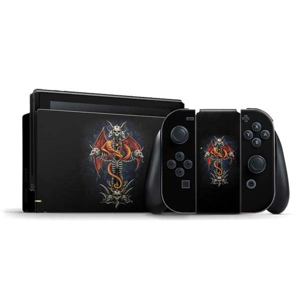 Gothic Dragon & Skull Cross by Sarah Richter Nintendo Skins