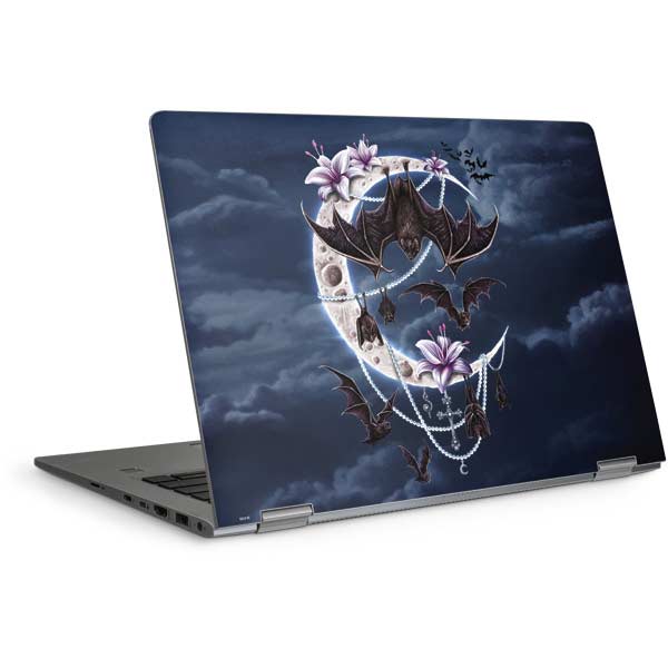 Gothic Moon with Bats and Flowers by Sarah Richter Laptop Skins