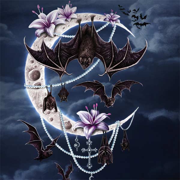 Gothic Moon with Bats and Flowers by Sarah Richter Laptop Skins