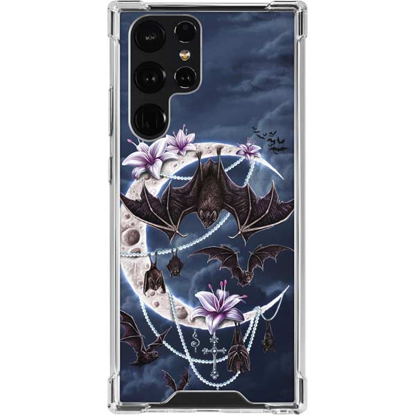 Gothic Moon with Bats and Flowers by Sarah Richter Galaxy Cases