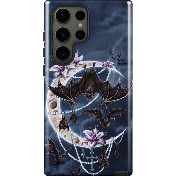 Gothic Moon with Bats and Flowers by Sarah Richter Galaxy Cases