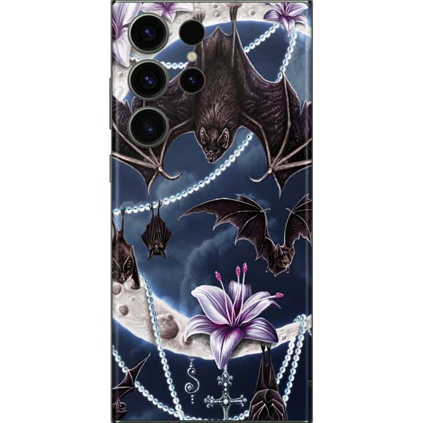 Gothic Moon with Bats and Flowers by Sarah Richter Galaxy Skins