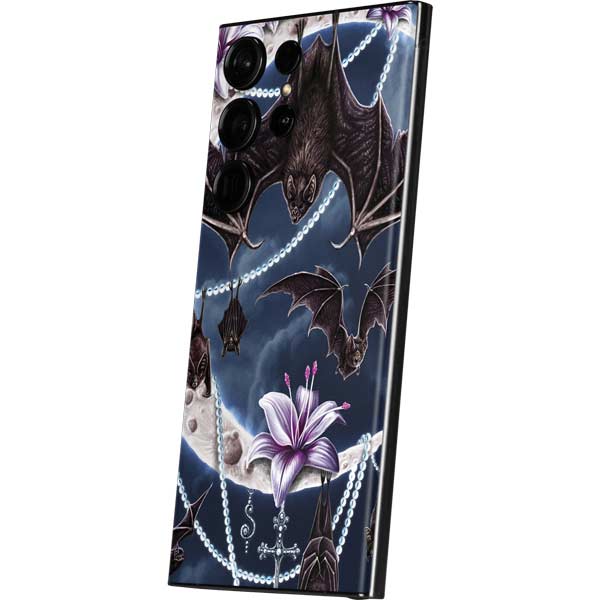 Gothic Moon with Bats and Flowers by Sarah Richter Galaxy Skins