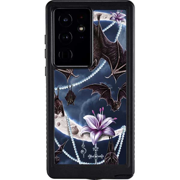 Gothic Moon with Bats and Flowers by Sarah Richter Galaxy Cases