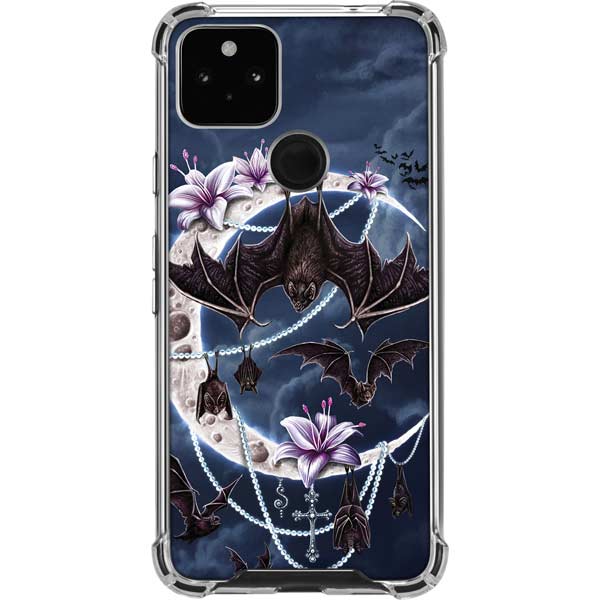 Gothic Moon with Bats and Flowers by Sarah Richter Pixel Cases