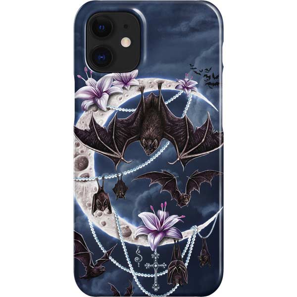 Gothic Moon with Bats and Flowers by Sarah Richter iPhone Cases