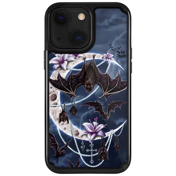 Gothic Moon with Bats and Flowers by Sarah Richter iPhone Cases