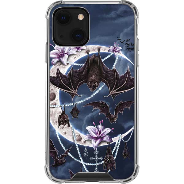 Gothic Moon with Bats and Flowers by Sarah Richter iPhone Cases