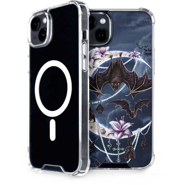 Gothic Moon with Bats and Flowers by Sarah Richter iPhone Cases