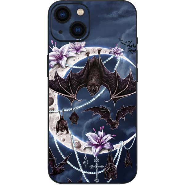 Gothic Moon with Bats and Flowers by Sarah Richter iPhone Skins