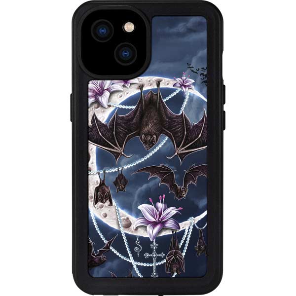 Gothic Moon with Bats and Flowers by Sarah Richter iPhone Cases