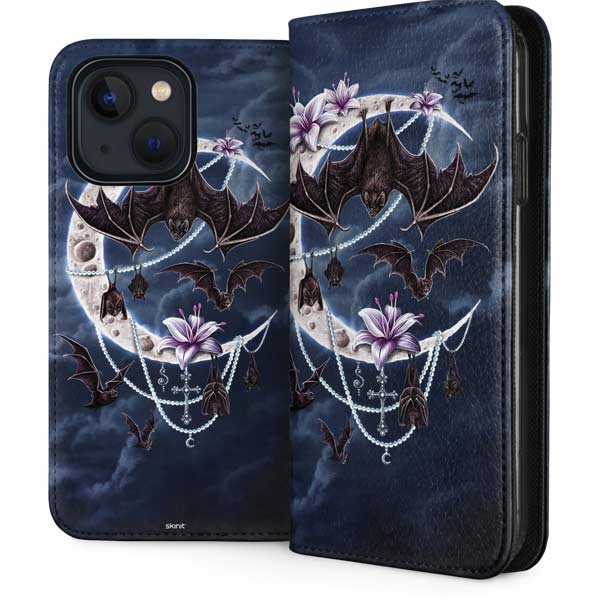 Gothic Moon with Bats and Flowers by Sarah Richter iPhone Cases