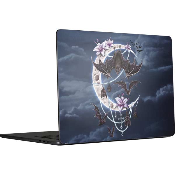Gothic Moon with Bats and Flowers by Sarah Richter MacBook Skins