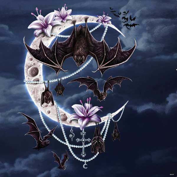 Gothic Moon with Bats and Flowers by Sarah Richter PlayStation PS4 Skins