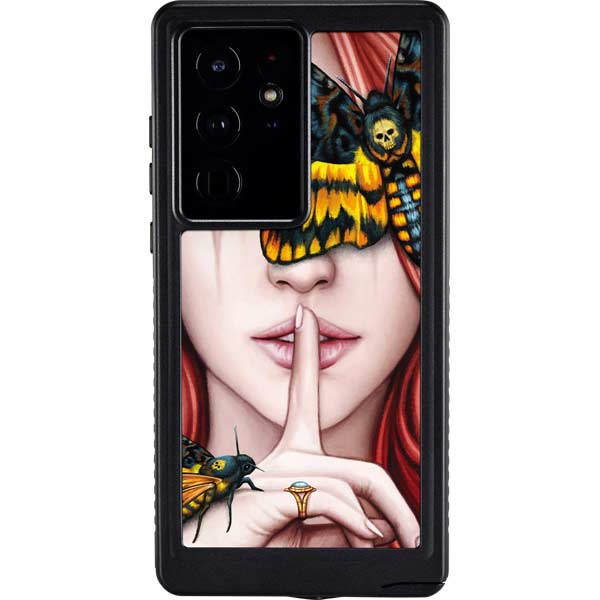 Gothic Woman and Death Moth Butterflies by Sarah Richter Galaxy Cases