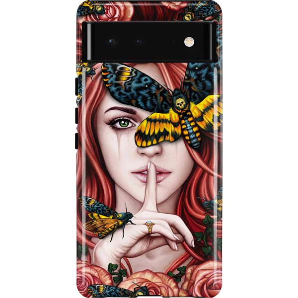 Gothic Woman and Death Moth Butterflies by Sarah Richter Pixel Cases