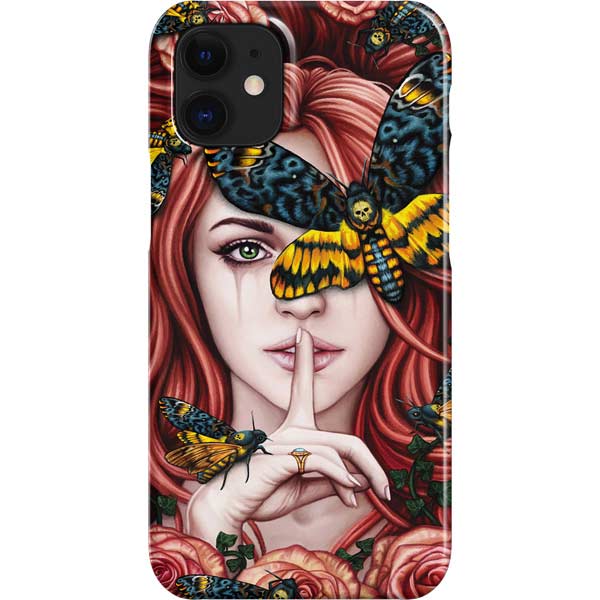 Gothic Woman and Death Moth Butterflies by Sarah Richter iPhone Cases