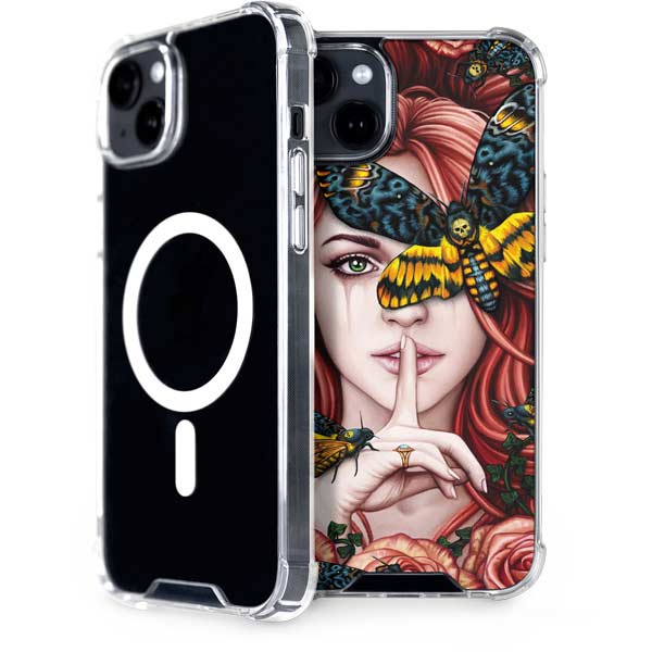 Gothic Woman and Death Moth Butterflies by Sarah Richter iPhone Cases