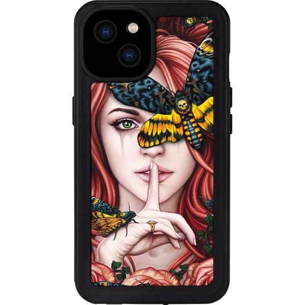 Gothic Woman and Death Moth Butterflies by Sarah Richter iPhone Cases