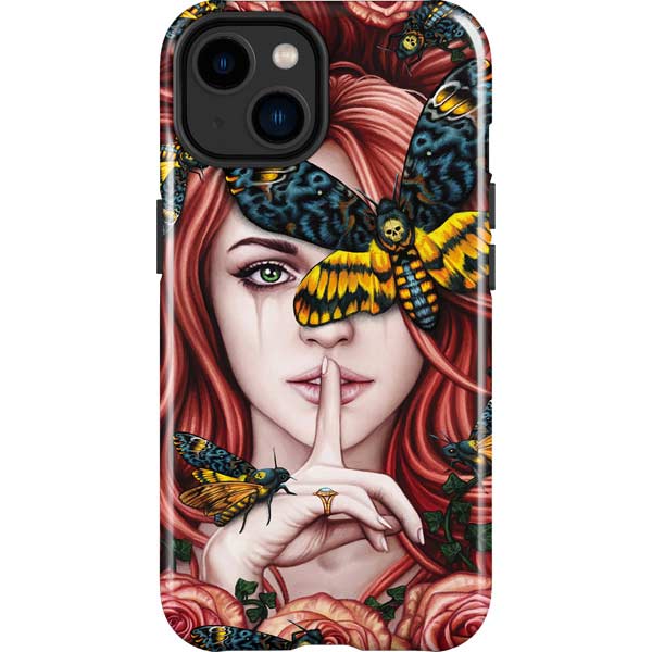 Gothic Woman and Death Moth Butterflies by Sarah Richter iPhone Cases
