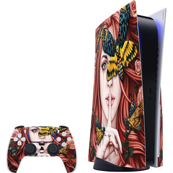 Gothic Woman and Death Moth Butterflies by Sarah Richter PlayStation PS5 Skins