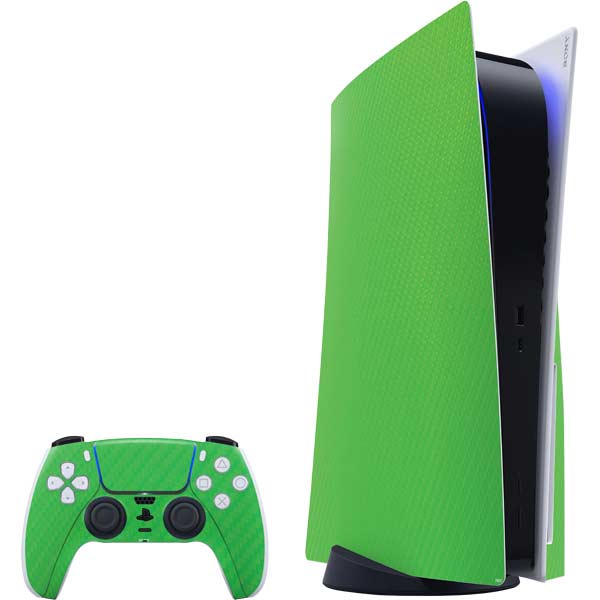 Green Carbon Fiber Specialty Texture Material PlayStation PS5 Skins
