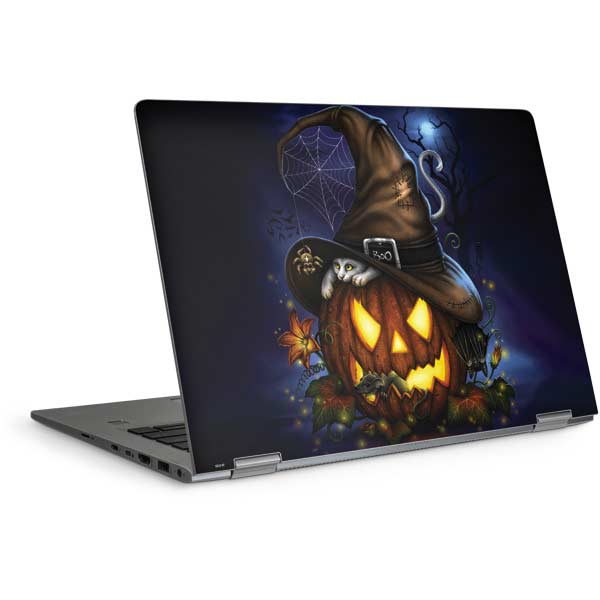 Halloween Cat and Jack O Lantern Pumpkin by Sarah Richter Laptop Skins