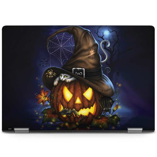 Halloween Cat and Jack O Lantern Pumpkin by Sarah Richter Laptop Skins