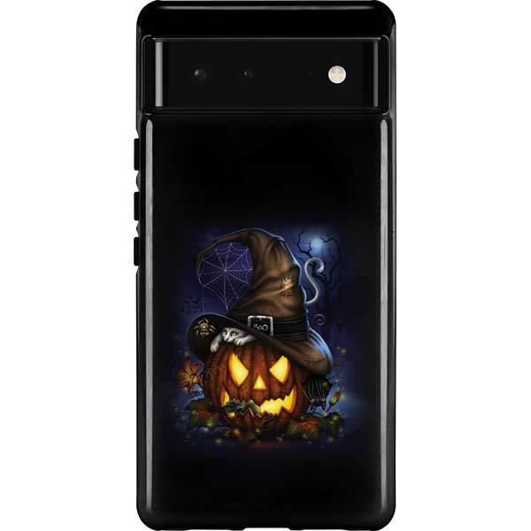 Halloween Cat and Jack O Lantern Pumpkin by Sarah Richter Pixel Cases