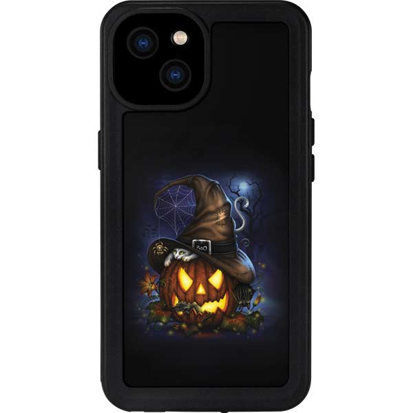 Halloween Cat and Jack O Lantern Pumpkin by Sarah Richter iPhone Cases