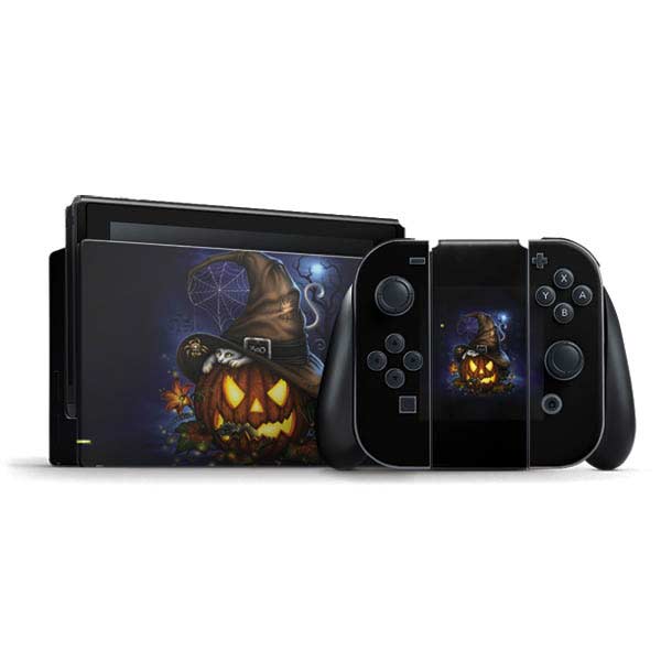 Halloween Cat and Jack O Lantern Pumpkin by Sarah Richter Nintendo Skins