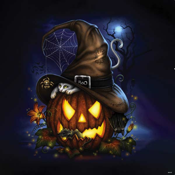 Halloween Cat and Jack O Lantern Pumpkin by Sarah Richter PlayStation PS4 Skins