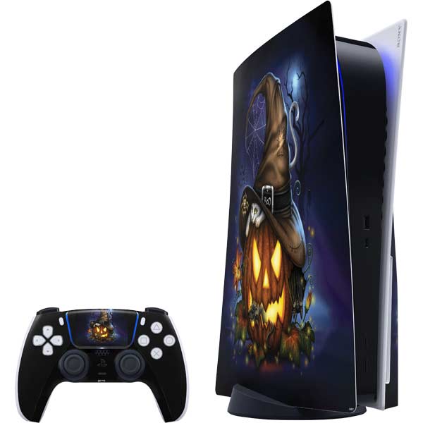 Halloween Cat and Jack O Lantern Pumpkin by Sarah Richter PlayStation PS5 Skins