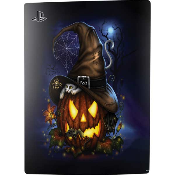 Halloween Cat and Jack O Lantern Pumpkin by Sarah Richter PlayStation PS5 Skins