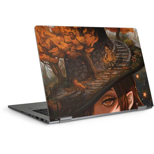 Halloween Pumpkin Witch with Fox by Ivy Dolamore Laptop Skins