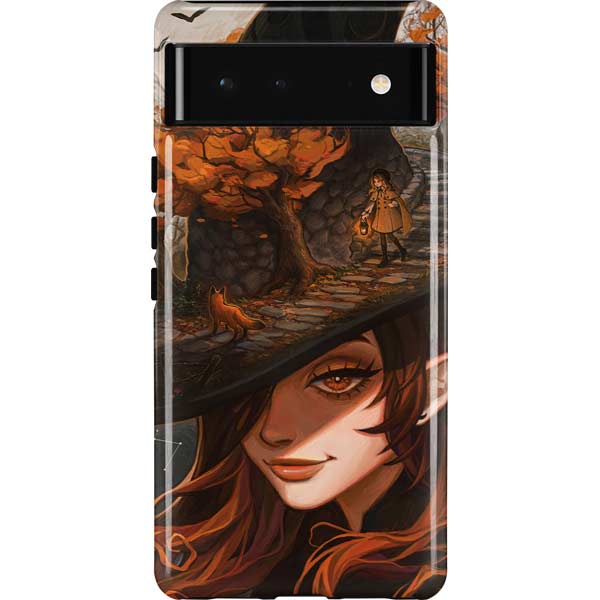 Halloween Pumpkin Witch with Fox by Ivy Dolamore Pixel Cases