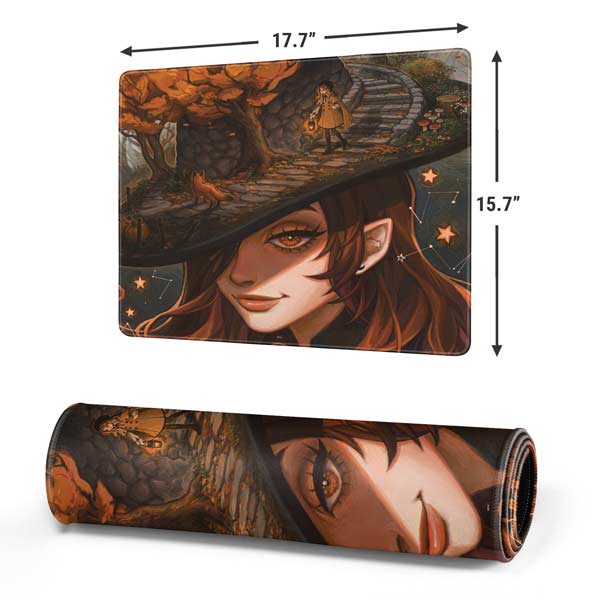 Halloween Pumpkin Witch with Fox by Ivy Dolamore Mousepad