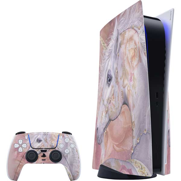 Licorne Florale Rose Unicorn by Laurie Prindle PlayStation PS5 Skins