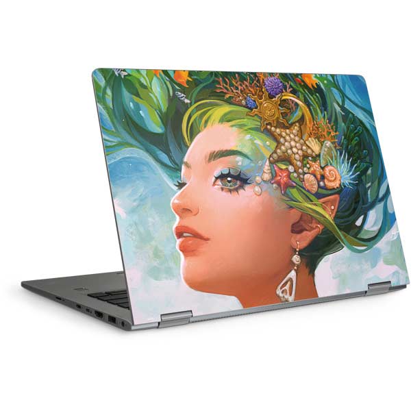 Mermaid with Sea Stars in Her Hair by Ivy Dolamore Laptop Skins