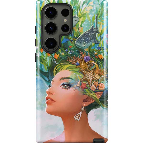 Mermaid with Sea Stars in Her Hair by Ivy Dolamore Galaxy Cases