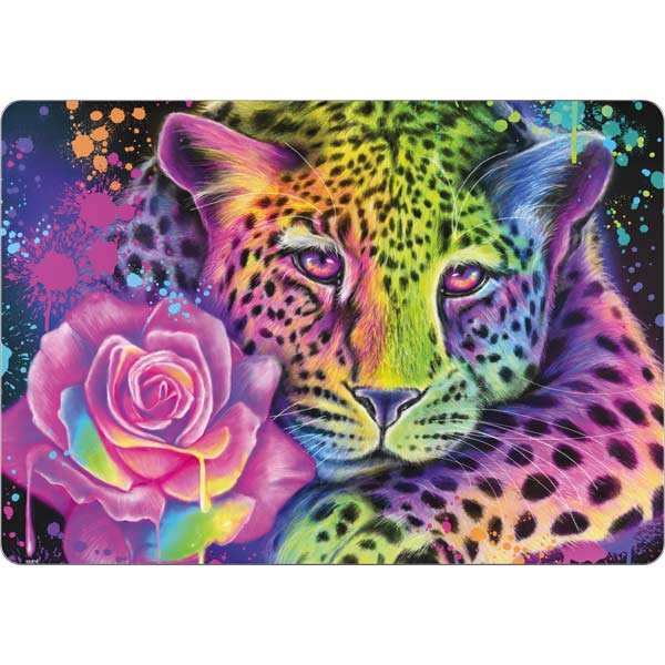 Neon Rainbow Cheetah with Rose by Sheena Pike MacBook Skins