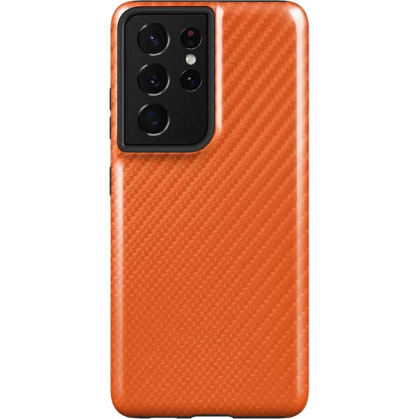 Orange Carbon Fiber Specialty Texture Material Galaxy Cases